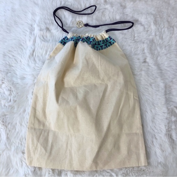 Tory Burch Cream and Blue Drawstring Bag - Picture 1 of 6